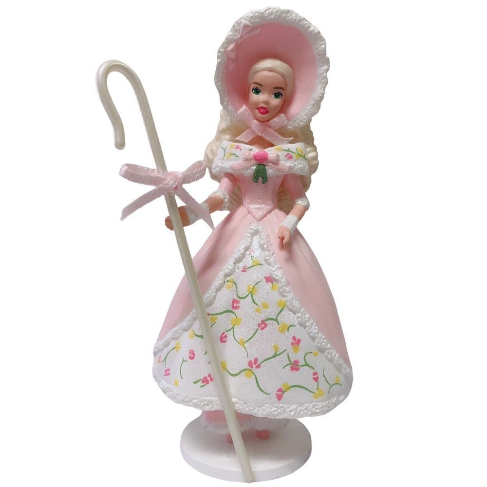 BARBIE Little Bo Peep Doll Hallmark Ornament Christmas Pink Dress Hat Staff 1998
